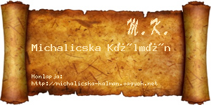 Michalicska Kálmán névjegykártya
